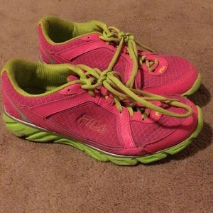 Fila sneakers, hot pink and lime green